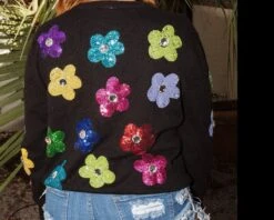 Queen Of Sparkles Rainbow Sequin Flower Sweater -Queen of Sparkles Flower3 537b332d 51b4 47aa 9248 1cdb06d97689