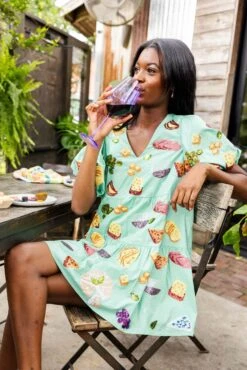 Mint Wine & Charcuterie Poof Sleeve Dress 7 Mint Wine & Charcuterie Poof Sleeve Dress -Queen of Sparkles IMG 8621