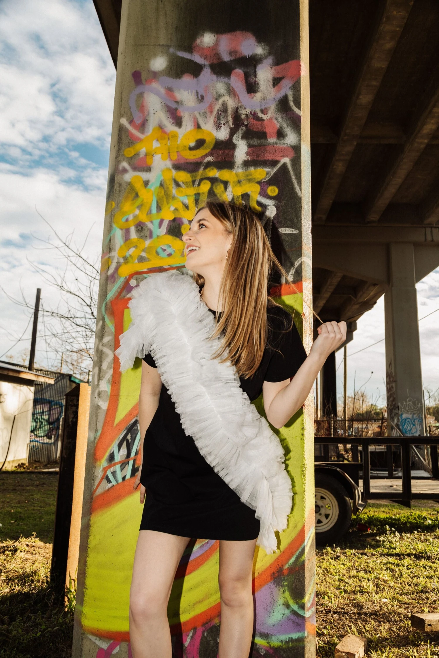 Queen Of Sparkles Ruffle Diagonal Tee Dress 3 Queen Of Sparkles Ruffle Diagonal Tee Dress - Image 3