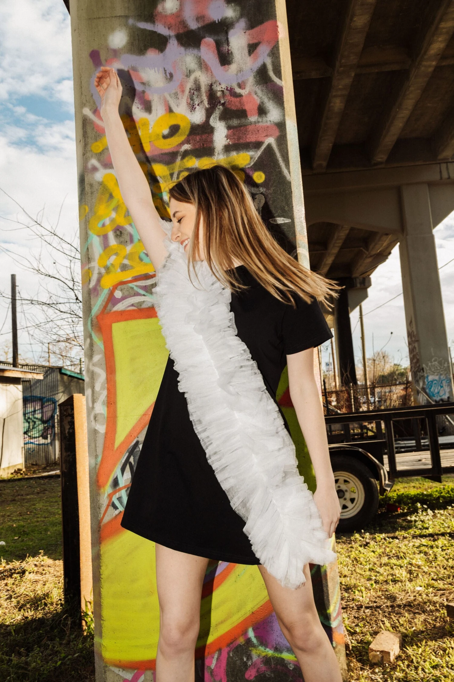 Queen Of Sparkles Ruffle Diagonal Tee Dress 2 Queen Of Sparkles Ruffle Diagonal Tee Dress - Image 2