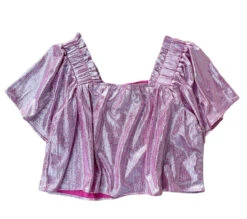 Pink Silver Pebble Flutter Top