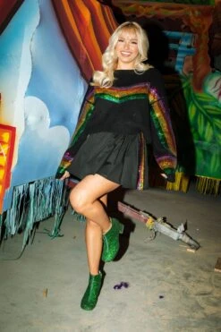 Queen Of Sparkles Black Mardi Gras Stripe Skort