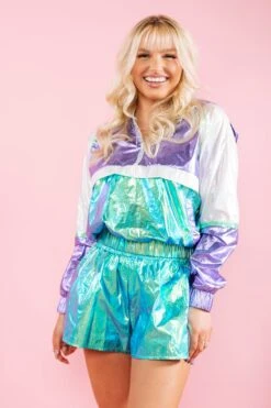 Queen Of Sparkles Light Purple & Green Metallic Active Hoody -Queen of Sparkles QOS 400 008c57f1 96b6 4957 b36b acecb57a0818