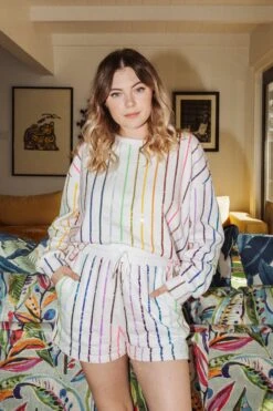 Queen Of Sparkles Rainbow Sequin Stripe Short