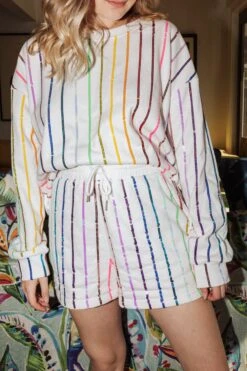 Queen Of Sparkles Rainbow Sequin Stripe Short -Queen of Sparkles QOS 828 ea653edc ff2f 48f4 be6a ab4e6a5f351c