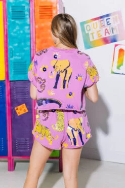 Queen Of Sparkles Lavender & Yellow Animal Top -Queen of Sparkles QOS GAMEDAY 22 2f799147 e0de 4cc0 a153 ca98eeabc5e8