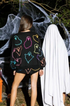 Queen Of Sparkles Black & Rainbow Spooky Ghost Shorts 6 Queen Of Sparkles Black & Rainbow Spooky Ghost Shorts -Queen of Sparkles QOSHALLOWEEN 149