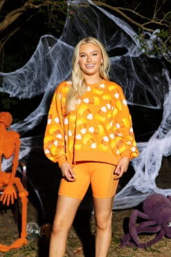 Queen Of Sparkles Orange Candy Corn Sweatshirt -Queen of Sparkles QOSHALLOWEEN 190