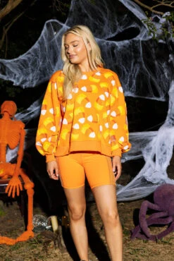 Queen Of Sparkles Orange Candy Corn Sweatshirt