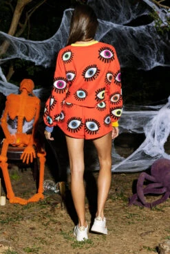 Queen Of Sparkles Red Color Block Scattered Eye Sweatshirt -Queen of Sparkles QOSHALLOWEEN 209