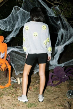 Queen Of Sparkles Grey Smiley & Crossbones Sweatshirt -Queen of Sparkles QOSHALLOWEEN 235