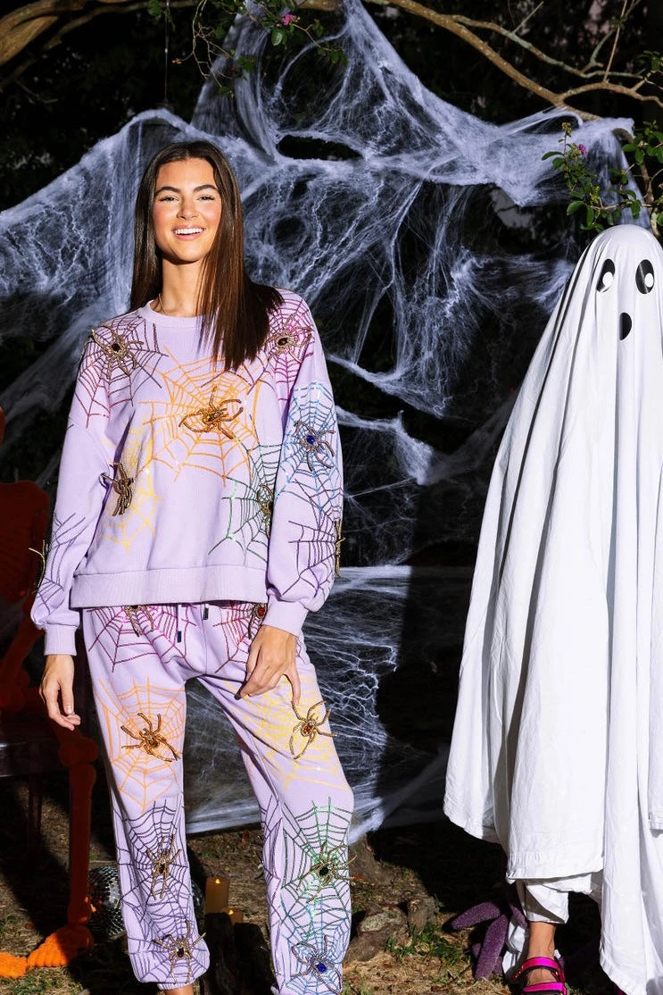 Queen Of Sparkles Lavender Spiderweb Sweatshirt 1 Queen Of Sparkles Lavender Spiderweb Sweatshirt