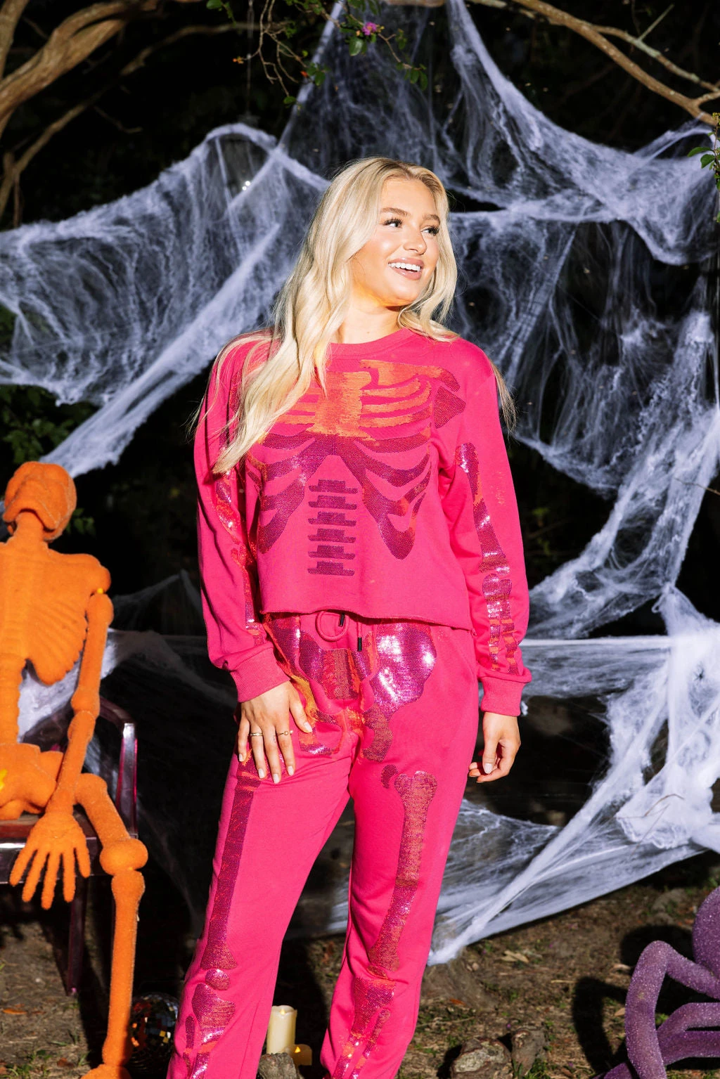 Queen Of Sparkles Magenta Skeleton Jogger 3 Queen Of Sparkles Magenta Skeleton Jogger - Image 3