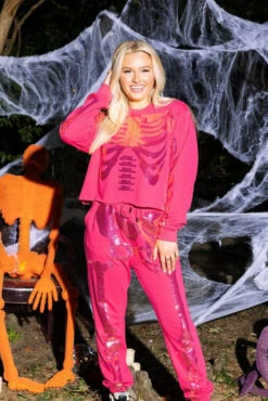 Queen Of Sparkles Magenta Skeleton Jogger 7 Queen Of Sparkles Magenta Skeleton Jogger -Queen of Sparkles QOSHALLOWEEN 40