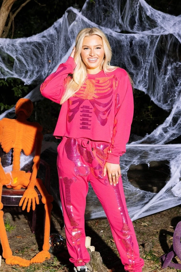 Queen Of Sparkles Magenta Skeleton Jogger 4 Queen Of Sparkles Magenta Skeleton Jogger - Image 4