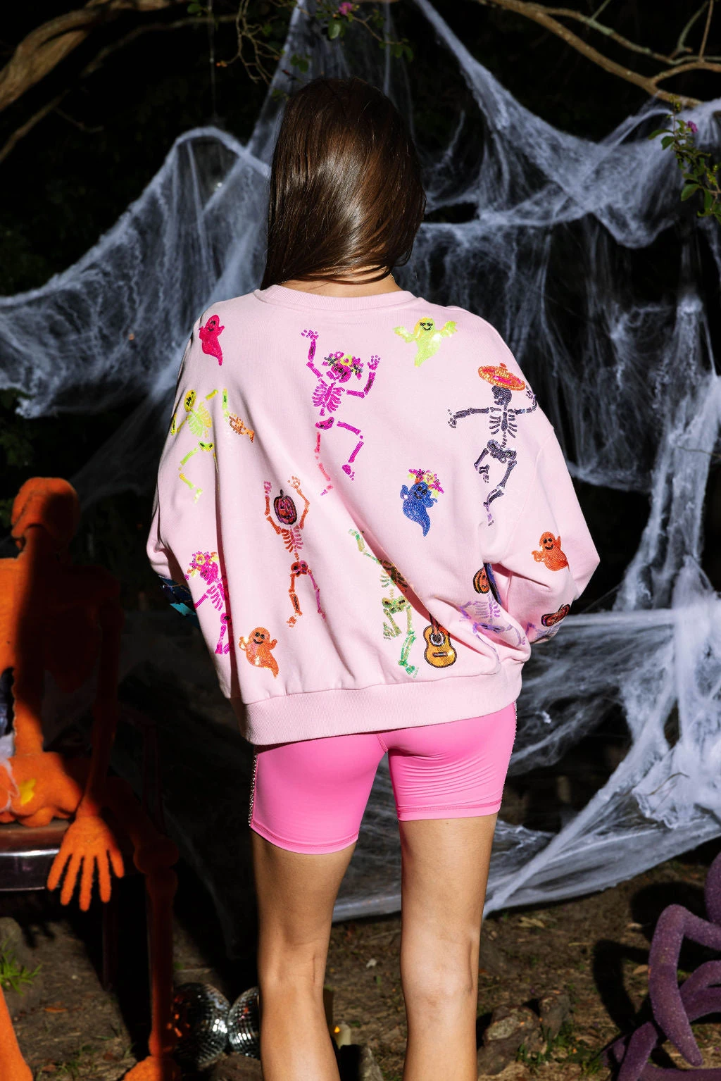 Pink Skeleton Disco Party Sweatshirt 2 Pink Skeleton Disco Party Sweatshirt - Image 2