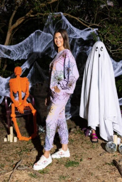 Queen Of Sparkles Lavender Spiderweb Sweatshirt 6 Queen Of Sparkles Lavender Spiderweb Sweatshirt -Queen of Sparkles QOSHALLOWEEN 7