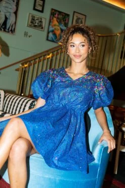 Queen Of Sparkles Royal Blue Scattered Dress -Queen of Sparkles QOSHOLIDAY soelstudio 206