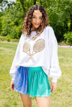 Queen Of Sparkles Gold Tennis Sweatshirt -Queen of Sparkles QOSTennis 3