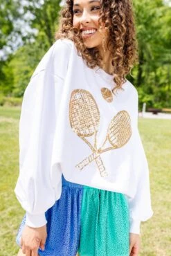Queen Of Sparkles Gold Tennis Sweatshirt -Queen of Sparkles QOSTennis 5