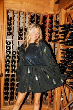 Queen Of Sparkles Black Champagne Bottle Dress -Queen of Sparkles SOELSTUDIO QOSOCT 123 1