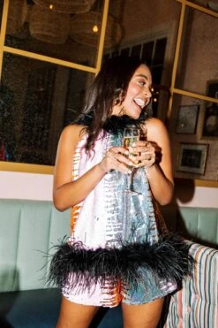 Queen Of Sparkles Diagonal Sequin Short