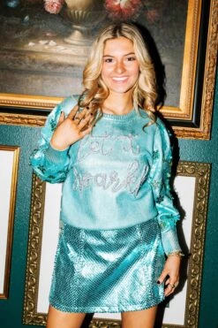 Queen Of Sparkles Light Blue Metallic Bubble Skirt -Queen of Sparkles SOELSTUDIO QOSOCT 283 35a7d765 e9c1 4c37 b838 0ab9f81882c9