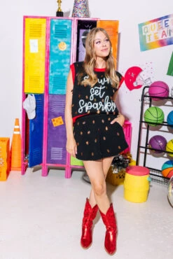 Queen Of Sparkles Black & Red Down Set Sparkle Sweater Vest -Queen of Sparkles SOELSTUDIO QOS GAMEDAY 2023 1419