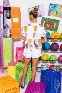 Queen Of Sparkles Orange & White All Over Icon Drink Tee -Queen of Sparkles SOELSTUDIO QOS GAMEDAY 2023 1535