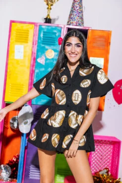 Black & Gold Football Romper