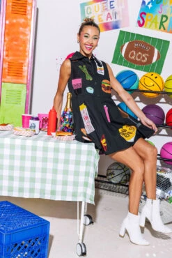 Queen Of Sparkles Black Tailgate Food Icon Collar Dress 5 Queen Of Sparkles Black Tailgate Food Icon Collar Dress -Queen of Sparkles SOELSTUDIO QOS GAMEDAY 2023 1988