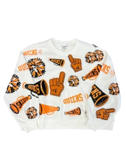 Queen Of Sparkles Orange & Black Cheers Queen Icon Sweatshirt