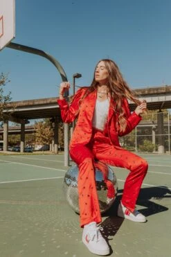 Queen Of Sparkles Red Rhinestone Pants