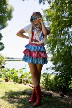 Queen Of Sparkles Red & Blue Fringe Boots Tee -Queen of Sparkles image 426aaf16 eb85 494b b8d8 8e81df3a9c6f
