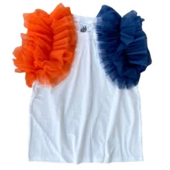 Navy/Orange Ruffle Sleeve Tee
