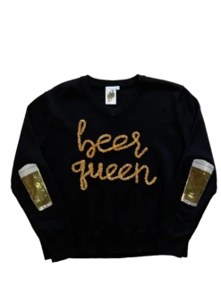 Queen Of Sparkles Black Beer Queen Sweater