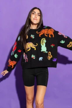 Black Multi Animal Sweatshirt