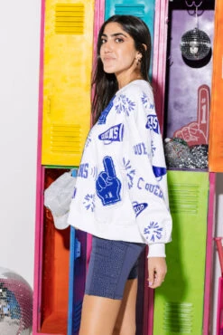 Queen Of Sparkles Navy & White Cheers Queen Icon Sweatshirt 5 Queen Of Sparkles Navy & White Cheers Queen Icon Sweatshirt -Queen of Sparkles qos august 210