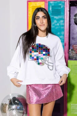 White And Rainbow Mirror Helmet Sweatshirt