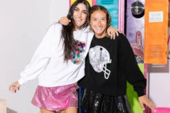 Queen Of Sparkles Black & Silver Mirror Helmet Sweatshirt -Queen of Sparkles qos august 296