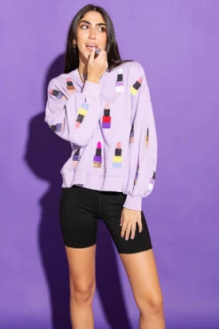 Lavender & Silver Lipstick Sweatshirt