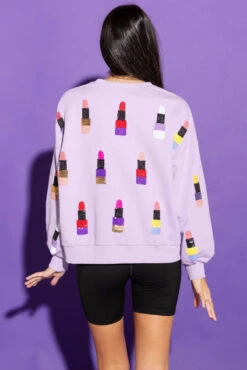 Lavender & Silver Lipstick Sweatshirt -Queen of Sparkles qos august 313