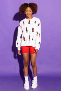 White, Black, Gold Lipstick Sweatshirt
