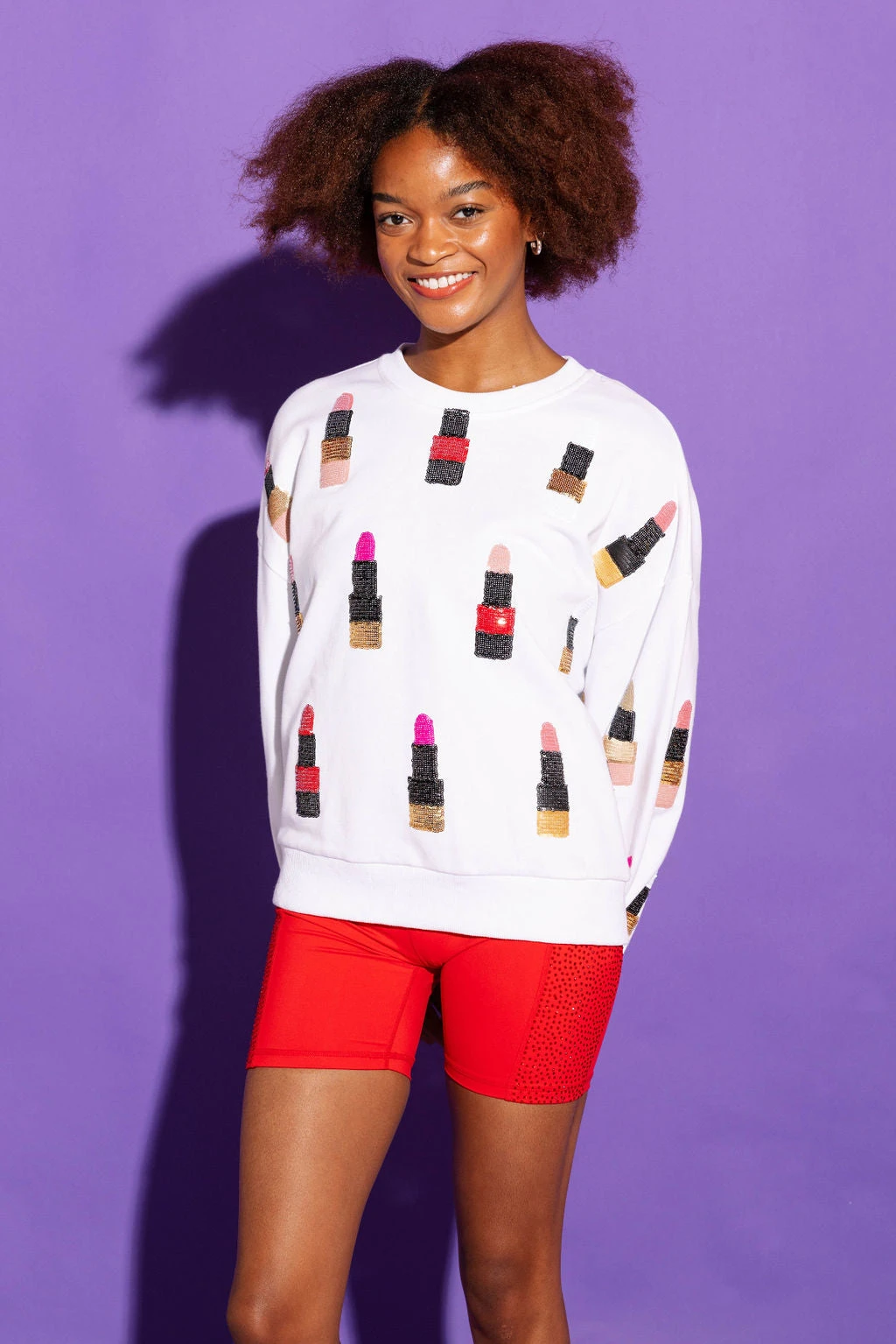 Queen Of Sparkles Red Rhinestone Biker Short 3 Queen Of Sparkles Red Rhinestone Biker Short - Image 3