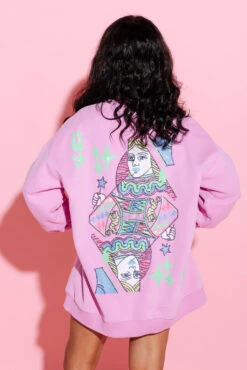 Queen Of Sparkles Pink QOS Logo Card Sweatshirt Dress -Queen of Sparkles qos august 338