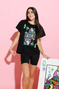 Queen Of Sparkles Black QOS Card Logo Tee