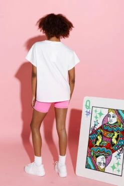 Queen Of Sparkles White QOS Card Logo Tee -Queen of Sparkles qos august 348