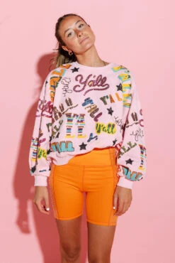 Queen Of Sparkles Pink Y'all All Over Sweatshirt -Queen of Sparkles qos august 439