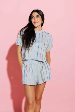 Queen Of Sparkles Grey With Rainbow Pearls Top