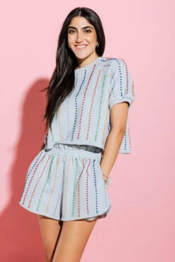 Queen Of Sparkles Grey With Rainbow Pearls Shorts -Queen of Sparkles qos august 456 6cf2ae58 be3e 4c7d 96aa d10eec025c7a